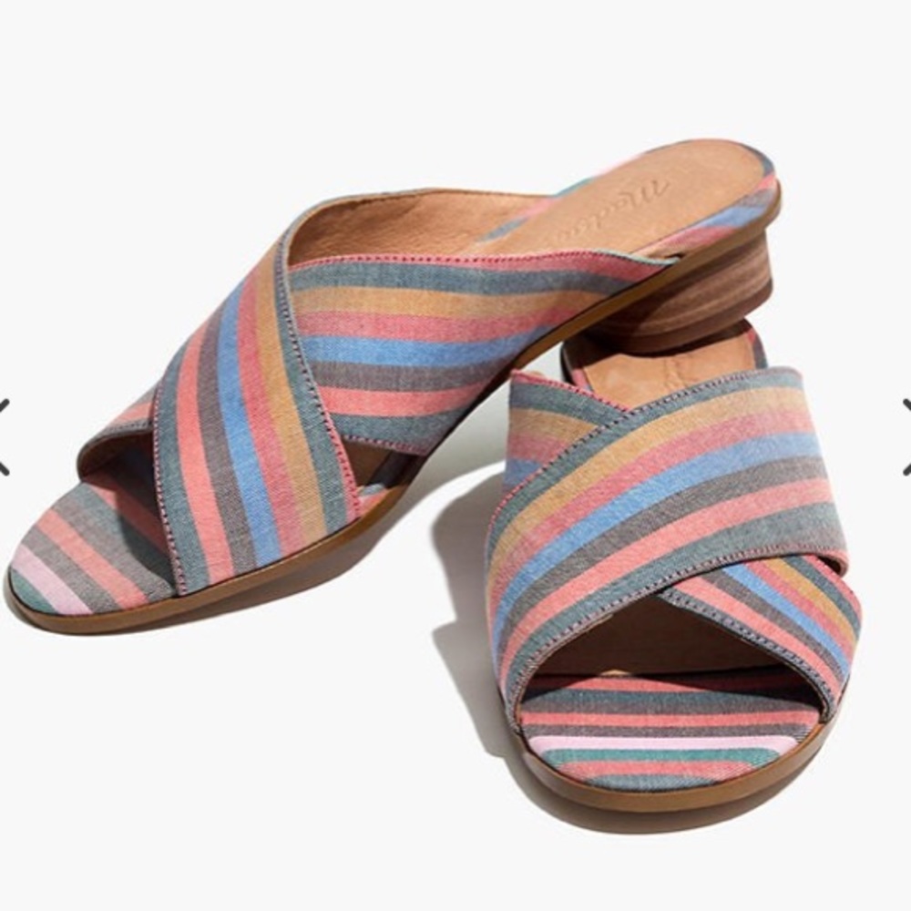 Madewell Ruthie crisscross mule in rainbow stripe